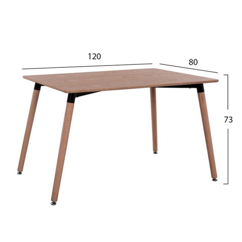 ΤΡΑΠΕΖΙ MINIMAL HM008.04 ΦΥΣΙΚΟ ΞΥΛΙΝΑ ΠΟΔΙΑ ΟΞΙΑ 120Χ80X73Υ εκ.