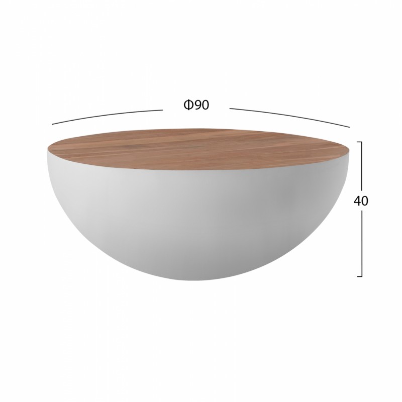 ΔΙΑΚΟΣΜΗΤΙΚΟ ΤΡΑΠΕΖΙ ΣΑΛΟΝΙΟΥ BOWL Φ90X40Yεκ. ΛΕΥΚΟ ΜΕ ΞΥΛΟ ΑΚΑΚΙΑΣ HM8717.03