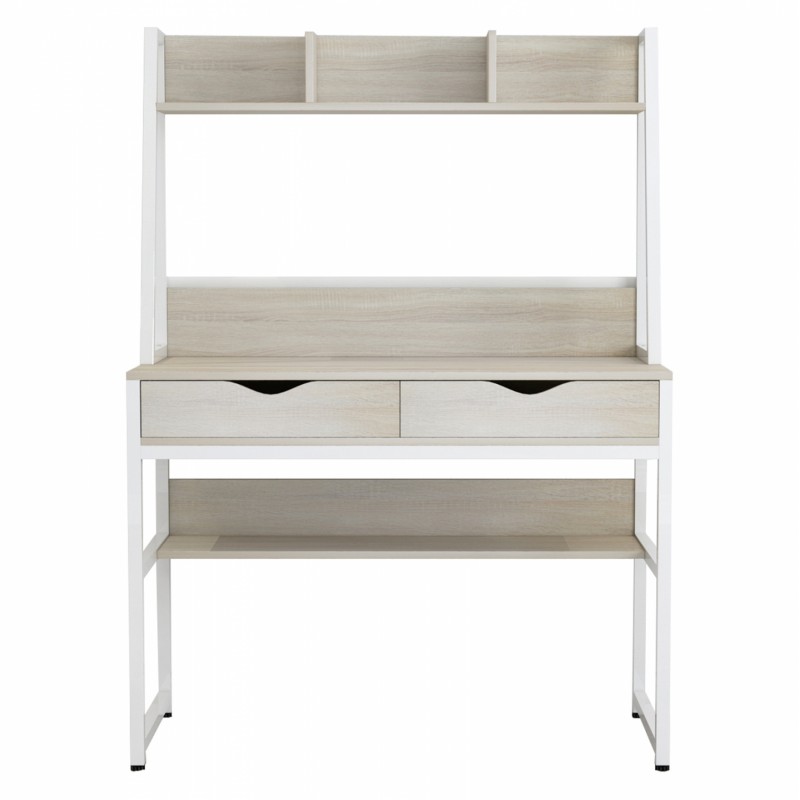 ΓΡΑΦΕΙΟ ΜΕ ΒΙΒΛΙΟΘΗΚΗ SONAMA & ΜΕΤΑΛΛΙΚΟ ΛΕΥΚΟ ΣΚΕΛΕΤΟ HM2390.13 100x48x139 εκ.