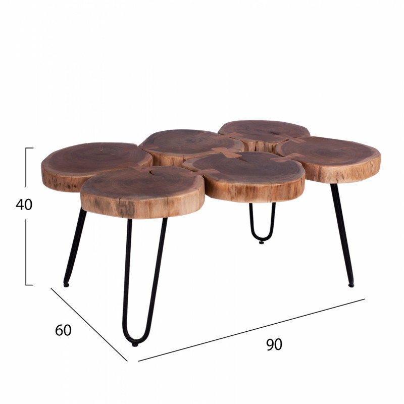 ΤΡΑΠΕΖΙ ΣΑΛΟΝΙΟΥ OSLO HM8205.11  ΑΠΟ ΜΑΣΙΦ ΚΟΡΜΟ ΑΚΑΚΙΑΣ 90X60X40