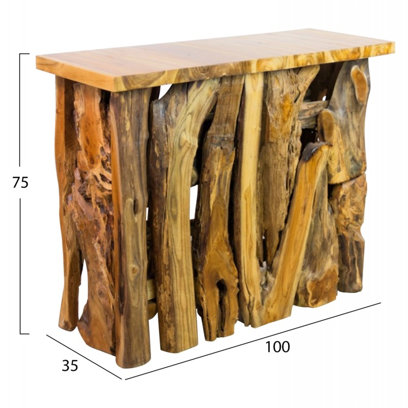 ΚΟΝΣΟΛΑ HM9336 ΑΠΟ ΜΑΣΙΦ ΞΥΛΟ ΤΙΚ ΦΥΣΙΚΟ 100X35X75 εκ.
