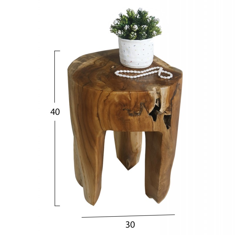 ΒΟΗΘΗΤΙΚΟ ΤΡΑΠΕΖΑΚΙ HM9349 ΑΠΟ ΜΑΣΙΦ ΞΥΛΟ ΤΙΚ ΦΥΣΙΚΟ 30X40 εκ.