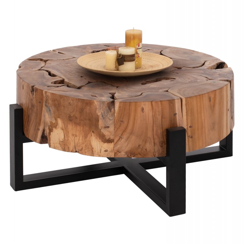 ΤΡΑΠΕΖΙ ΣΑΛΟΝΙΟΥ HM9352 ΑΠΟ ΜΑΣΙΦ ΞΥΛΟ ΤΙΚ ΦΥΣΙΚΟ Φ80x40Εκ.