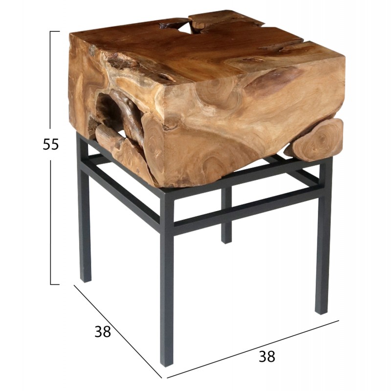 ΒΟΗΘΗΤΙΚΟ ΤΡΑΠΕΖΑΚΙ HM9353 ΑΠΟ ΜΑΣΙΦ ΞΥΛΟ ΤΙΚ ΦΥΣΙΚΟ 38X38X55 ΕΚ.