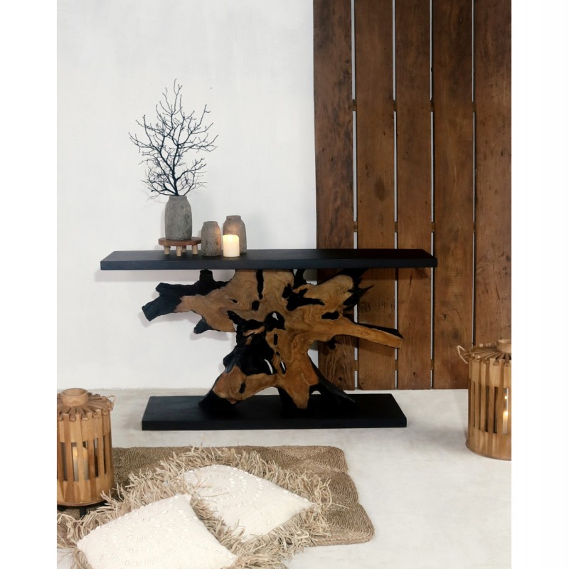 ΚΟΝΣΟΛΑ HM9356 ΑΠΟ ΜΑΣΙΦ ΞΥΛΟ ΤΙΚ ΦΥΣΙΚΟ - ΜΑΥΡΟ 150X40X80ΕΚ.