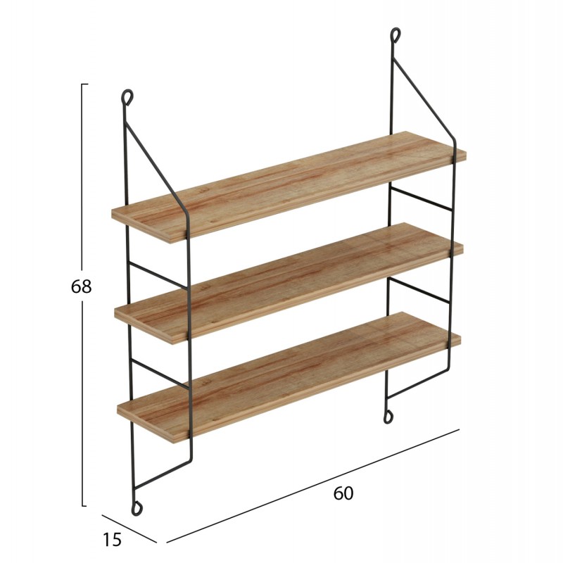 ΡΑΦΙΕΡΑ ΤΟΙΧΟΥ ACHALA ΜΕΛΑΜΙΝΗΣ HM9185.11 ΦΥΣΙΚΟ ΟΑΚ 60x15x68Y εκ.
