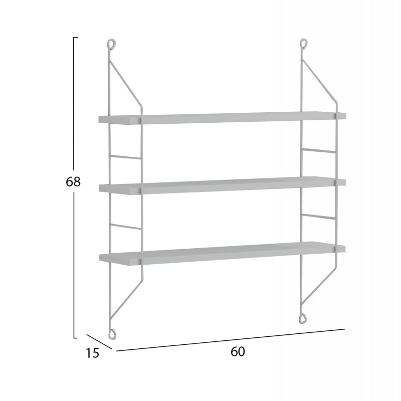ΡΑΦΙΕΡΑ ΤΟΙΧΟΥ ACHALA ΜΕΛΑΜΙΝΗΣ HM9185.20 ΓΚΡΙ 60x15x68Y εκ.