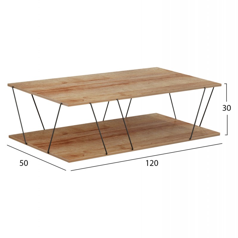 ΤΡΑΠΕΖΙ ΣΑΛΟΝΙΟΥ TARS HM8927.11 ΦΥΣΙΚΟ ΟΑΚ ΜΕ ΜΑΥΡΕΣ ΜΕΤΑΛΛΙΚΕΣ ΒΕΡΓΕΣ 120Χ50Χ30Yεκ.