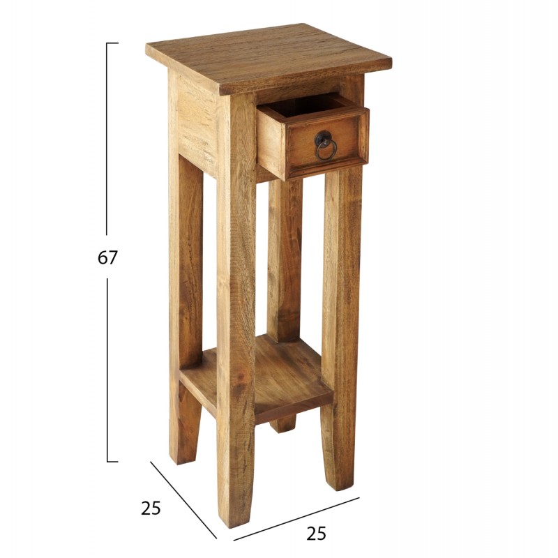 ΒΟΗΘΗΤΙΚΟ ΤΡΑΠΕΖΑΚΙ ΑΠΟ ΜΑΟΝΙ ΞΥΛΟ ΜΕ ΣΥΡΤΑΡΑΚΙ ΦΥΣΙΚΟ 25x25x67Υεκ.HM9484.01