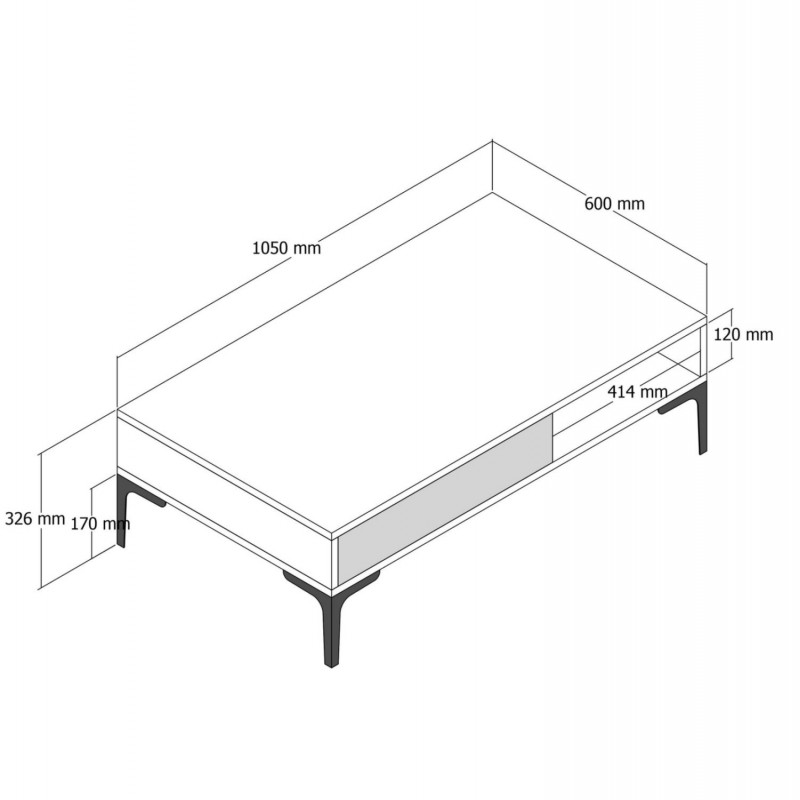 ΤΡΑΠΕΖΙ ΣΑΛΟΝΙΟΥ HM9503.05 ΜΕΛΑΜΙΝΗΣ ΚΑΡΥΔΙ-ΛΕΥΚΟ ΜΑΡΜΑΡΟ&ΜΕΤΑΛ.ΠΟΔΙ 105x60x32.6Υεκ.