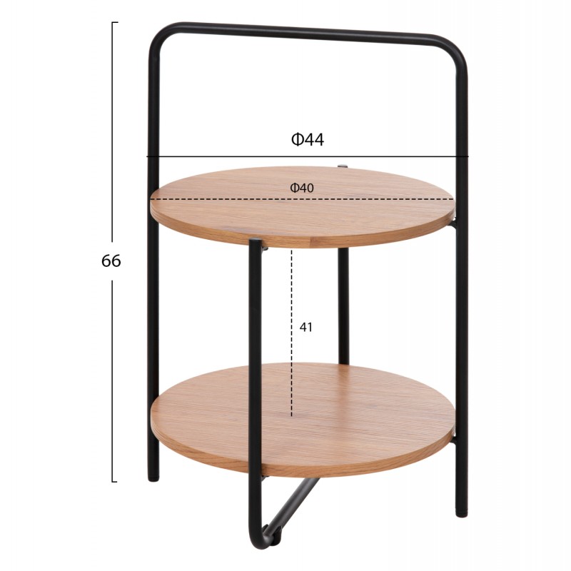 ΒΟΗΘΗΤΙΚΟ ΤΡΑΠΕΖΙ SYLO HM9618.01 MDF ΣΕ ΦΥΣΙΚΟ-ΜΑΥΡΟ ΜΕΤΑΛΛΟ Φ44x66Υεκ.