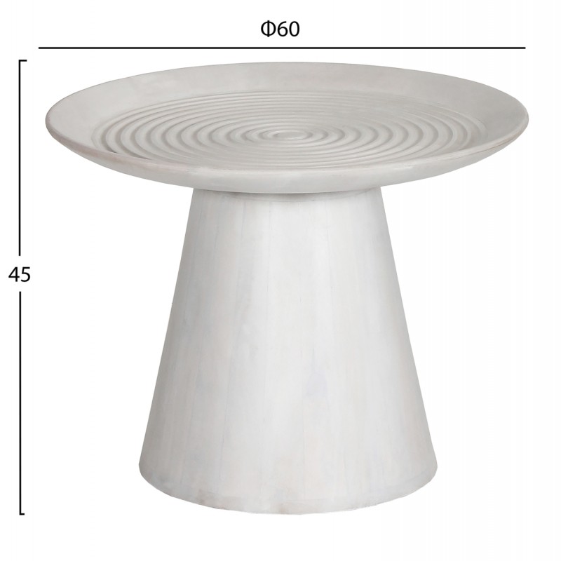 ΤΡΑΠΕΖΙ ΣΑΛΟΝΙΟΥ ΣΤΡΟΓΓΥΛΟ ROSS HM9709 ΜΑΣΙΦ ΞΥΛΟ MANGO-ΛΕΥΚΟ Φ60x45Υεκ.