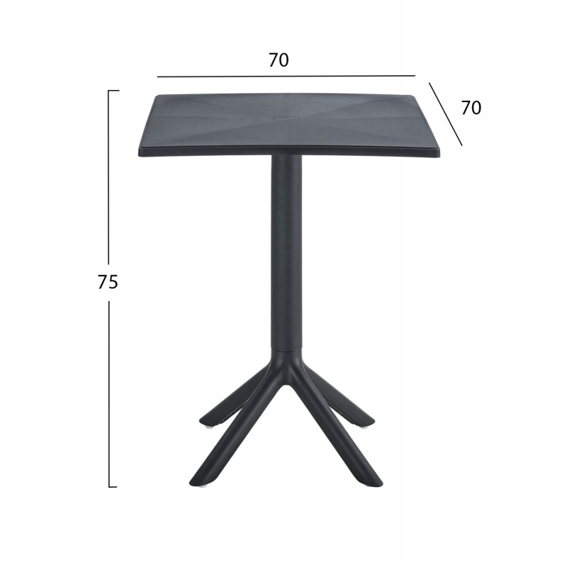ΤΡΑΠΕΖΙ ΠΟΛΥΠΡΟΠΥΛΕΝΙΟΥ ΤΕΤΡΑΓΩΝΟ TERRIN HM6125.12 ΜΑΥΡΟ 70x70x75Υεκ.
