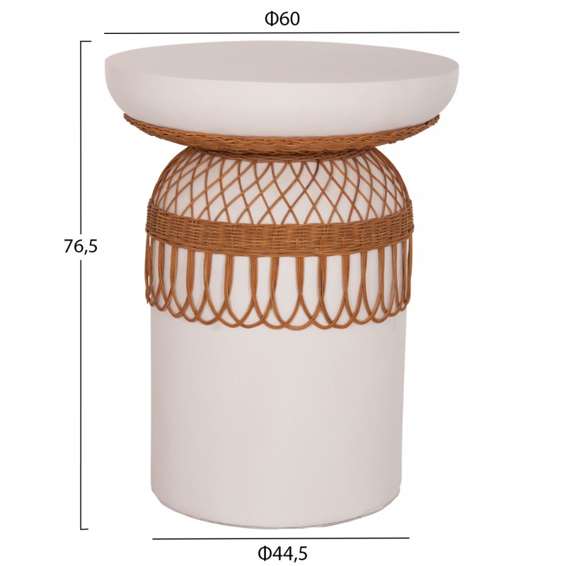 ΤΡΑΠΕΖΙ ΤΡΑΠΕΖΑΡΙΑΣ PRILEP HM18159.02 FIBER CEMENT ΛΕΥΚΟ & RATTAN--Φ60x76,5Υεκ
