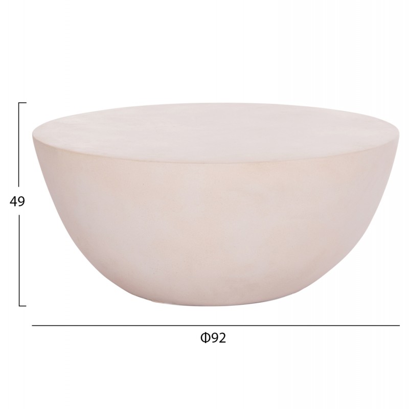 ΤΡΑΠΕΖΙ ΣΑΛΟΝΙΟΥ ΣΤΡΟΓΓΥΛΟ ALLAN HM18162.02 FIBER CEMENT ΣΕ ΛΕΥΚΟ--Φ92x49Υεκ.