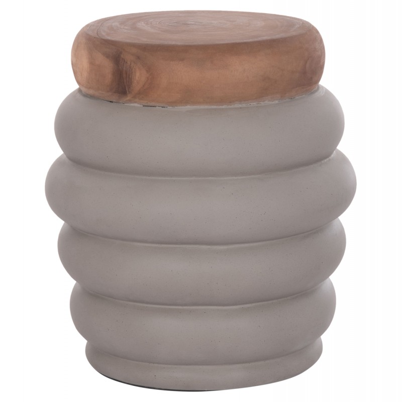 ΤΡΑΠΕΖΙ ΒΟΗΘΗΤΙΚΟ PUFFAT HM18172.03 FIBER CEMENT ΓΚΡΙ- ΞΥΛΟ TEAK TOP Φ45x46Υεκ.