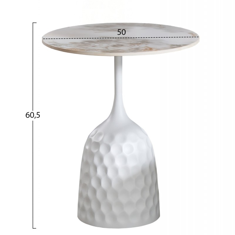 ΤΡΑΠΕΖΙ ΣΑΛΟΝΙΟΥ LONGSTEM HM18317.01 ΒΑΣΗ ΛΕΥΚΗ--SINTERED STONE CALACATA GOLD Φ50