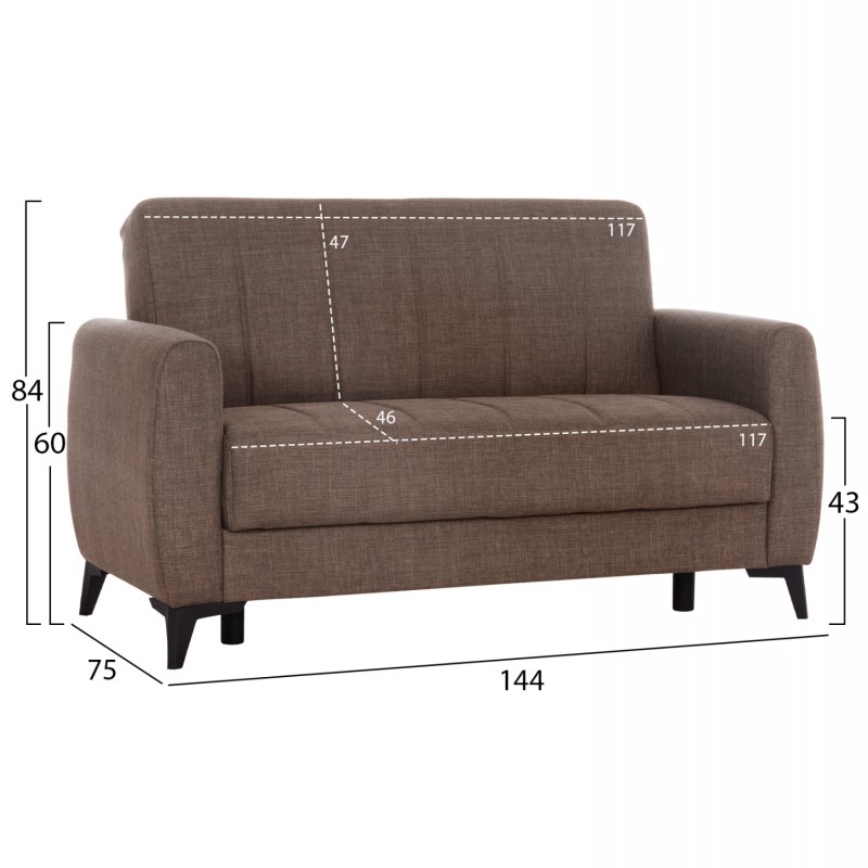 ΚΑΝΑΠΕΣ ΚΡΕΒΑΤΙ ΜΕ ΑΠΟΘ.ΧΩΡΟ ΔΙΘΕΣΙΟΣ NIKKO HM3293.02 ΜΠΕΖ ΥΦΑΣΜΑ 144x75x84Υεκ.