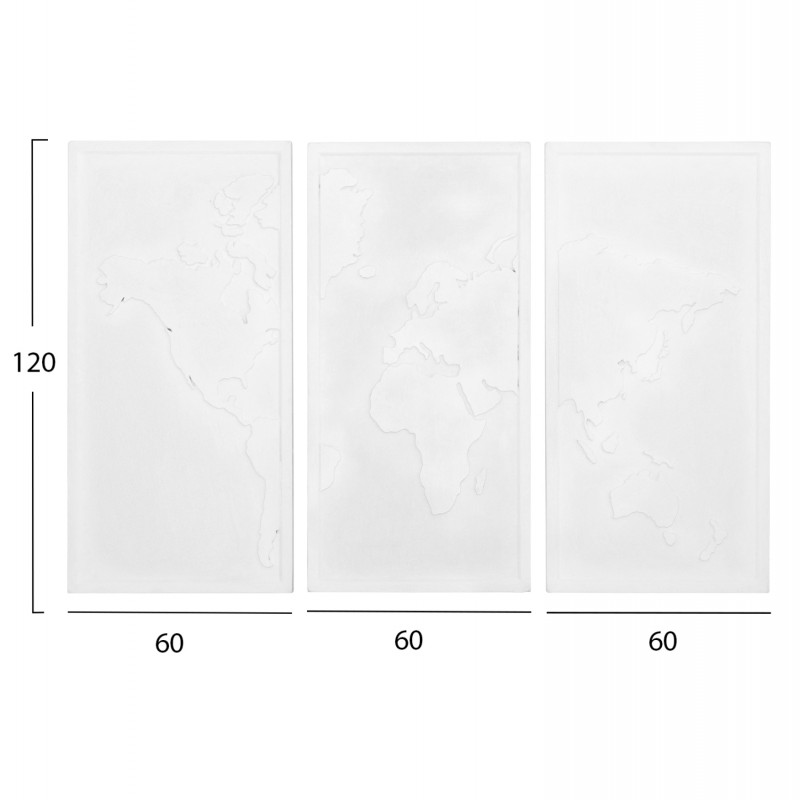 ΠΙΝΑΚΑΣ 3-ΠΤΥΧΟΣ WORLD MAP SANTORINI HM4504 MDF ΣΕ ΥΠΟΛΕΥΚΟ ΧΡΩΜΑ 180x4(πάχος)x120Υεκ.