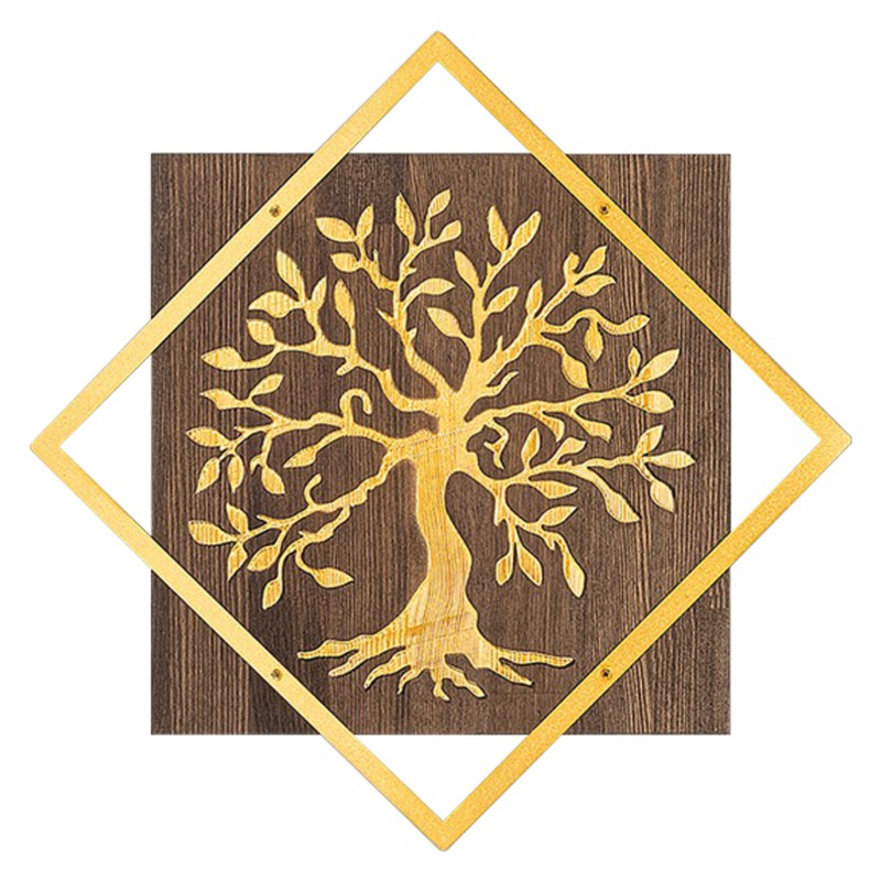 ΔΙΑΚΟΣΜΗΤΙΚΟ ΤΟΙΧΟΥ ΔΕΝΤΡΟ HM4752-ΦΥΛΛΑ ΜΕΤΑΛΛΟΥ ΧΡΥΣΑ-ΞΥΛΟ 54x3(βάθος)x54Υεκ.