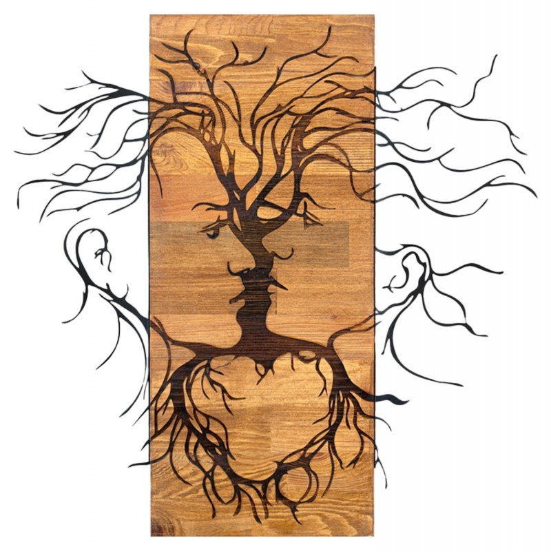 ΔΙΑΚΟΣΜΗΤΙΚΟ ΤΟΙΧΟΥ FACES HM4807-ΦΥΛΛΑ ΜΕΤΑΛΛΟΥ ΜΑΥΡΑ-ΞΥΛΟ 60x3(βάθος)x57,5Υεκ.