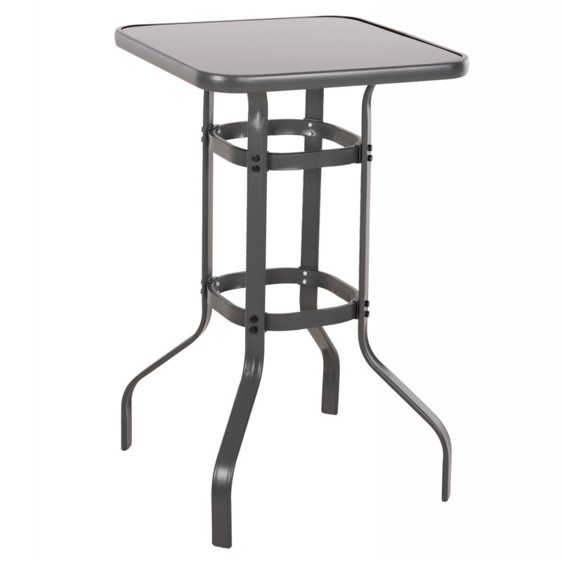 ΤΡΑΠΕΖΙ ΜΠΑΡ ΤΕΤΡΑΓΩΝΟ FIGGY HM6066.01 ΜΕΤΑΛΛΙΚΟ ΓΚΡΙ-ΓΥΑΛΙ ΑΣΦΑΛΕΙΑΣ 60x60x100Υεκ