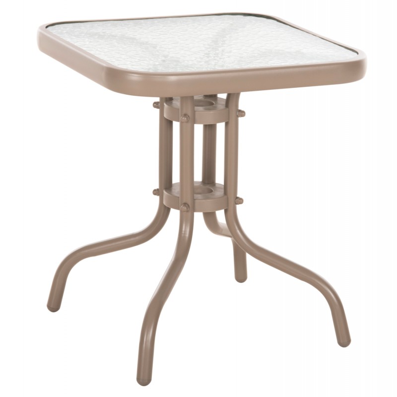 ΤΡΑΠΕΖΙ ΒΟΗΘΗΤΙΚΟ FIGO HM6067.04 ΜΕΤΑΛΛΙΚΟ ΣΑΜΠΑΝΙ-ΓΥΑΛΙΝΗ ΕΠΙΦΑΝΕΙΑ 45x45x50Yεκ