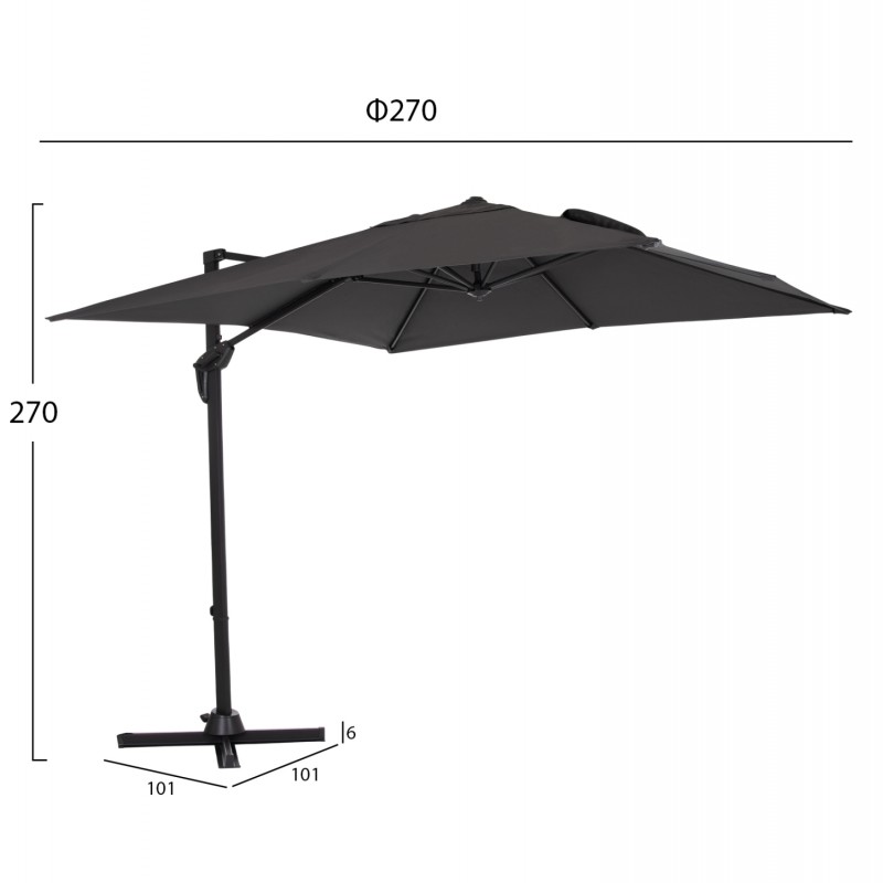 ΟΜΠΡΕΛΑ ΠΙΣΙΝΑΣ JAVANTE HM6623.01 ΓΚΡΙ ΑΛΟΥΜΙΝΙΟ & ΣΚΙΑΣΤΡΟ 2.7x2.7x2.7Yμ