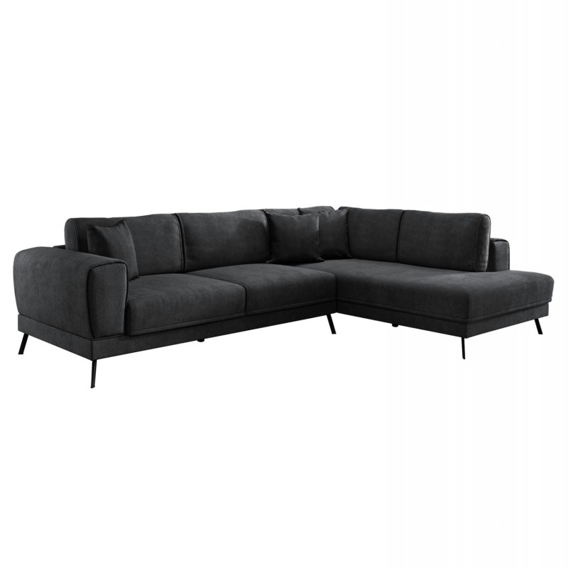 ΚΑΝΑΠΕΣ ΚΡΕΒΑΤΙ ΔΕΞΙΑ ΓΩΝΙΑ ZENORA HM3337.01R ΣΚΟΥΡΟ ΓΚΡΙ ΥΦΑΣΜΑ 304x212x80Υεκ