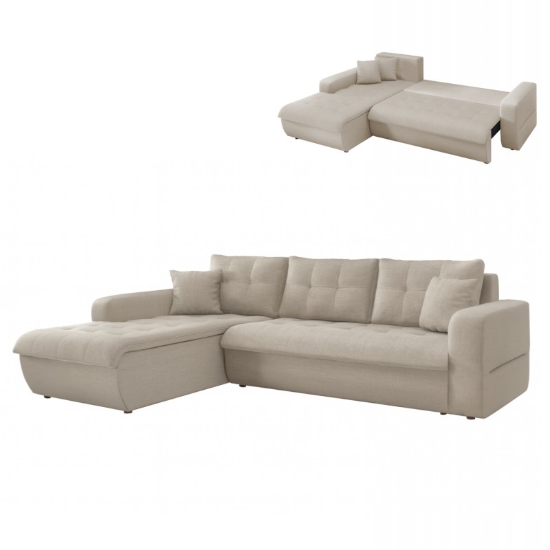 ΚΑΝΑΠΕΣ ΚΡΕΒΑΤΙ ΑΡΙΣΤΕΡΗ ΓΩΝΙΑ KANSO HM3338.03L ΜΠΕΖ ΥΦΑΣΜΑ 244x188x80Υεκ