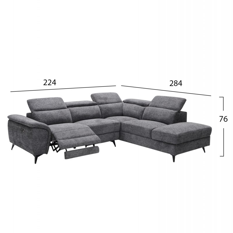 ΚΑΝΑΠΕΣ ΔΕΞΙΑ ΓΩΝΙΑ-ΑΝΑΚΛΙΣΗ & ΑΠΟΘ.ΧΩΡΟΣ-RESTRO HM3339.01R ΓΚΡΙ ΥΦΑΣΜΑ 284x224x76Υεκ