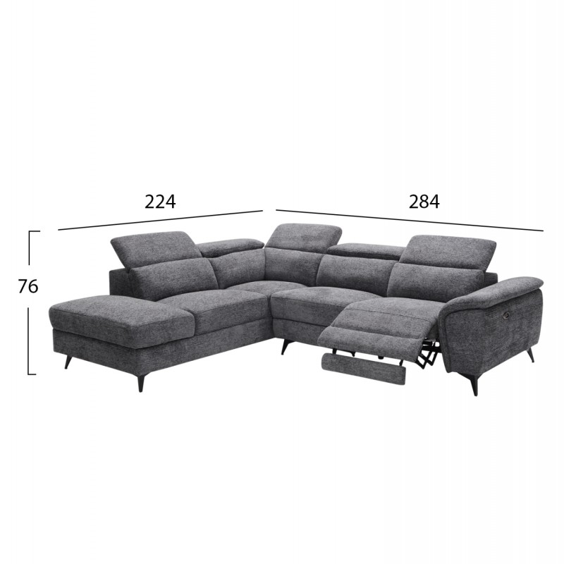 ΚΑΝΑΠΕΣ ΑΡΙΣΤΕΡΗ ΓΩΝΙΑ-ΑΝΑΚΛΙΣΗ & ΑΠΟΘ.ΧΩΡΟΣ-RESTRO HM3339.01L ΓΚΡΙ ΥΦΑΣΜΑ 284x224x76Υεκ