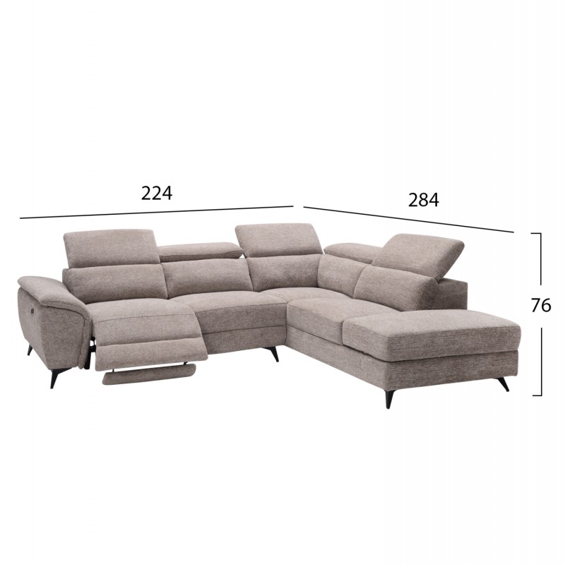 ΚΑΝΑΠΕΣ ΔΕΞΙΑ ΓΩΝΙΑ-ΑΝΑΚΛΙΣΗ & ΑΠΟΘ.ΧΩΡΟΣ-RESTRO HM3339.02R ΜΠΕΖ ΥΦΑΣΜΑ 284x224x76Υ