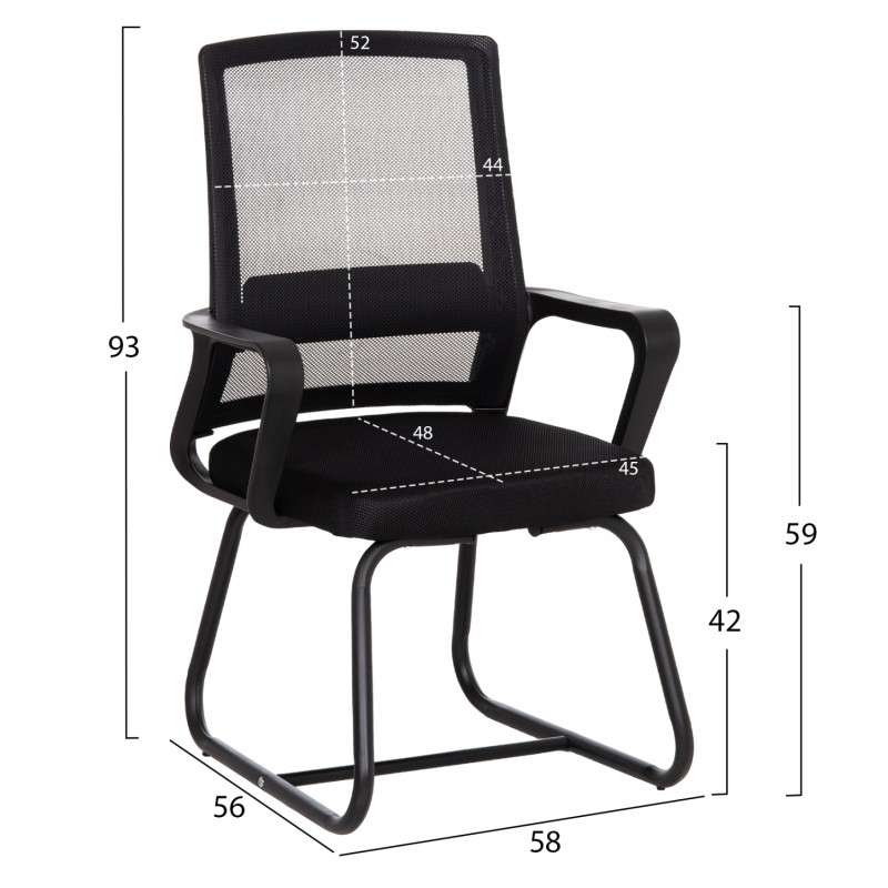 ΚΑΡΕΚΛΑ ΕΠΙΣΚΕΠΤΗ CASTER HM1228.01 PP--MESH--ΜΕΤΑΛΛΟ ΜΑΥΡΟ 46x52x94Υεκ