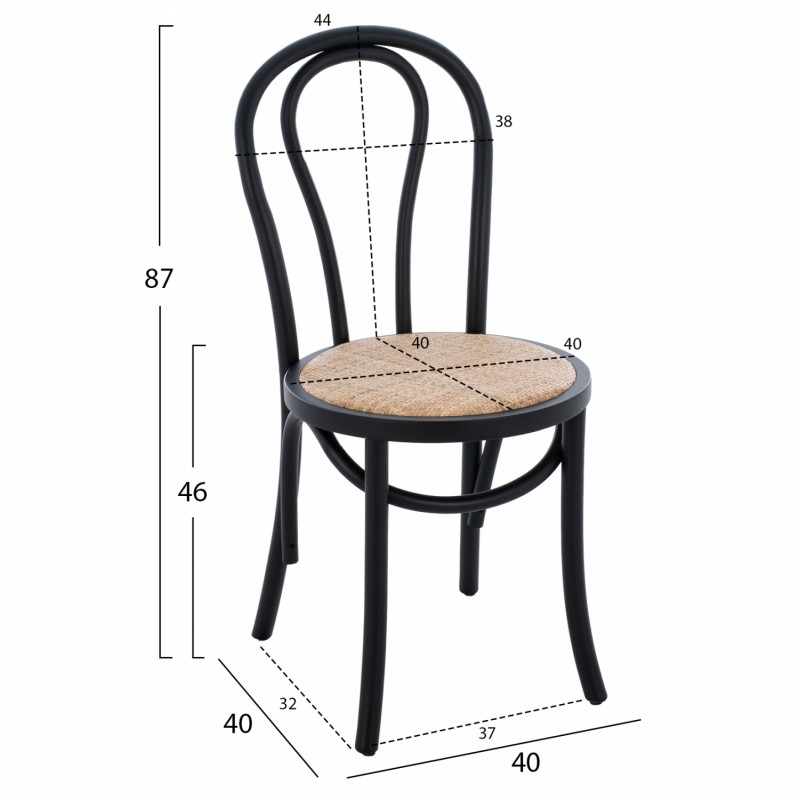 ΞΥΛΙΝΗ ΚΑΡΕΚΛΑ MONTREAL ΤΥΠΟΥ ΒΙΕΝΝΗΣ HM8914.02 ΑΠΟ ΞΥΛΟ ΟΞΙΑΣ ΣΕ ΧΡΩΜΑ ΜΑΥΡΟ 40x40x87 εκ.
