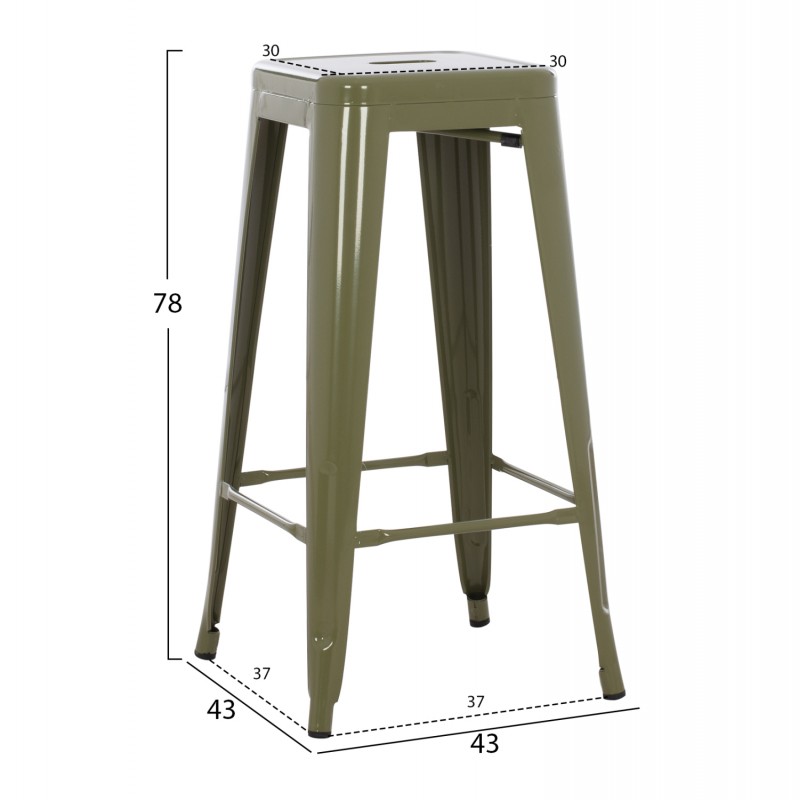 ΣΚΑΜΠΟ ΜΠΑΡ ΜΕΤΑΛΛΙΚΟ MELITA-PRO HM8642.43 ΣΕ DARK OLIVE 43x43x78Υεκ.