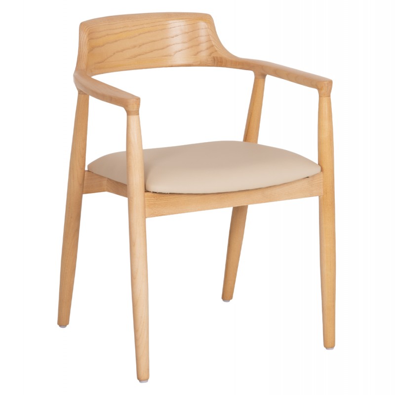 ΠΟΛΥΘΡΟΝΑ ΤΡΑΠΕΖΑΡΙΑΣ TARGA HM18336.11 RUBBERWOOD ΦΥΣΙΚΟ & PU ΕΚΡΟΥ 58x54x78Yεκ