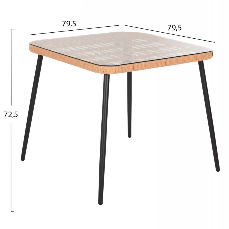 ΤΡΑΠΕΖΙ ΤΕΤΡΑΓΩΝΟ ALLEGRA HM5536.11 ΜΕΤΑΛ.ΜΑΥΡΟ-P.E. RATTAN ΦΥΣΙΚΟ 79,5x79,5x72,5Υεκ