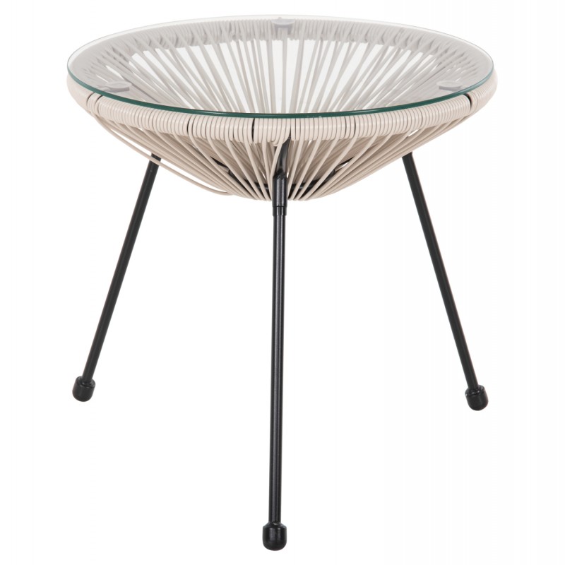 ΤΡΑΠΕΖΙ ΒΟΗΘΗΤΙΚΟ ALLEGRA HM5874.03 ΜΕΤΑΛΛΟ ΜΑΥΡΟ-ΣΥΝΘ. RATTAN DARK OLIVE Φ47x45Yεκ.