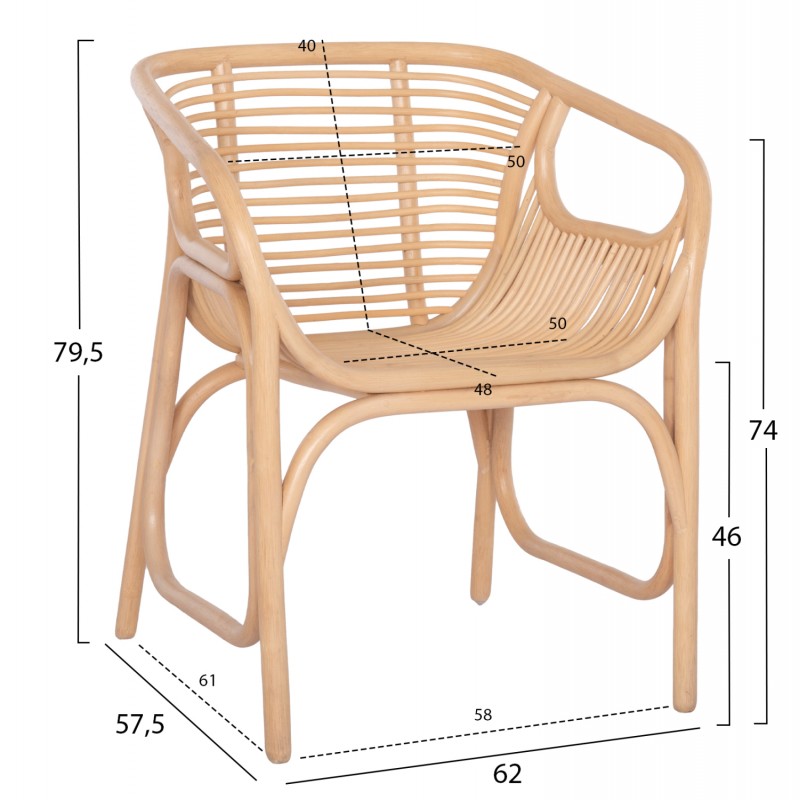 ΠΟΛΥΘΡΟΝΑ MEL HM9954.01 ΦΥΣΙΚΟ RATTAN 62x57,5x79,5Υεκ.