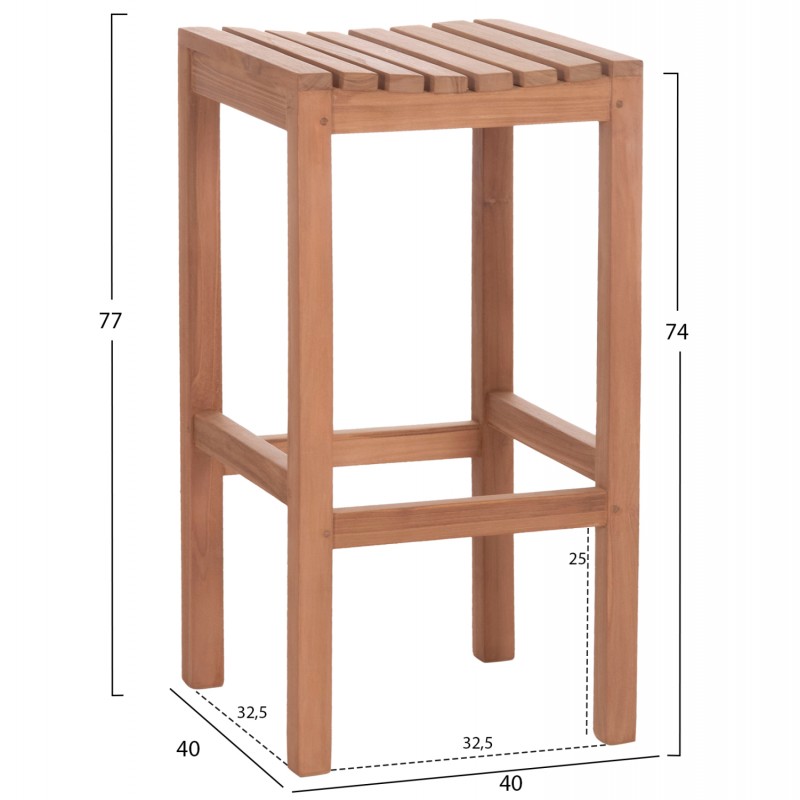 ΣΚΑΜΠΟ ΜΠΑΡ NIKOL HM18109 ΞΥΛΟ ΤΕΑΚ ΣΕ ΦΥΣΙΚΟ 40x40x77Υεκ.