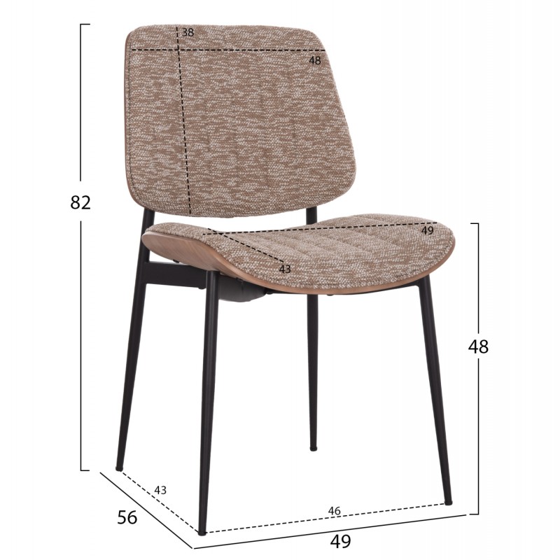 ΚΑΡΕΚΛΑ ΤΡΑΠΕΖΑΡΙΑΣ CONTI HM9983.02 ΜΑΥΡΟ ΜΕΤΑΛΛΟ--ΚΑΦΕ ΥΦΑΣΜΑ 49x56x82Υεκ.