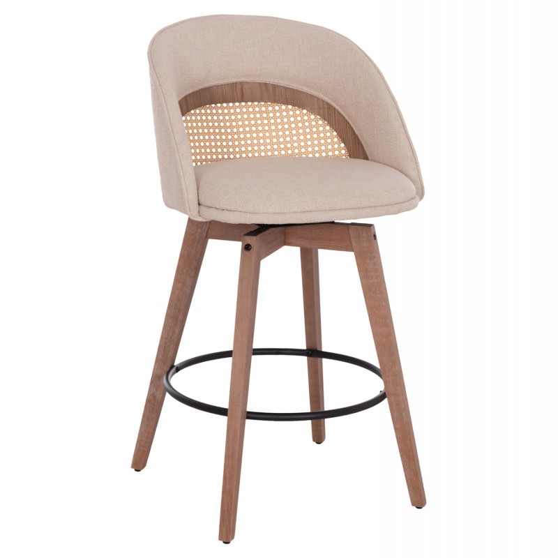 ΣΚΑΜΠΟ ΜΠΑΡ ΠΕΡΙΣΤΡΕΦΟΜΕΝΟ RIKI HM18253.01 ΞΥΛΟ--ΜΠΕΖ ΥΦΑΣΜΑ 51x53x94Υεκ.