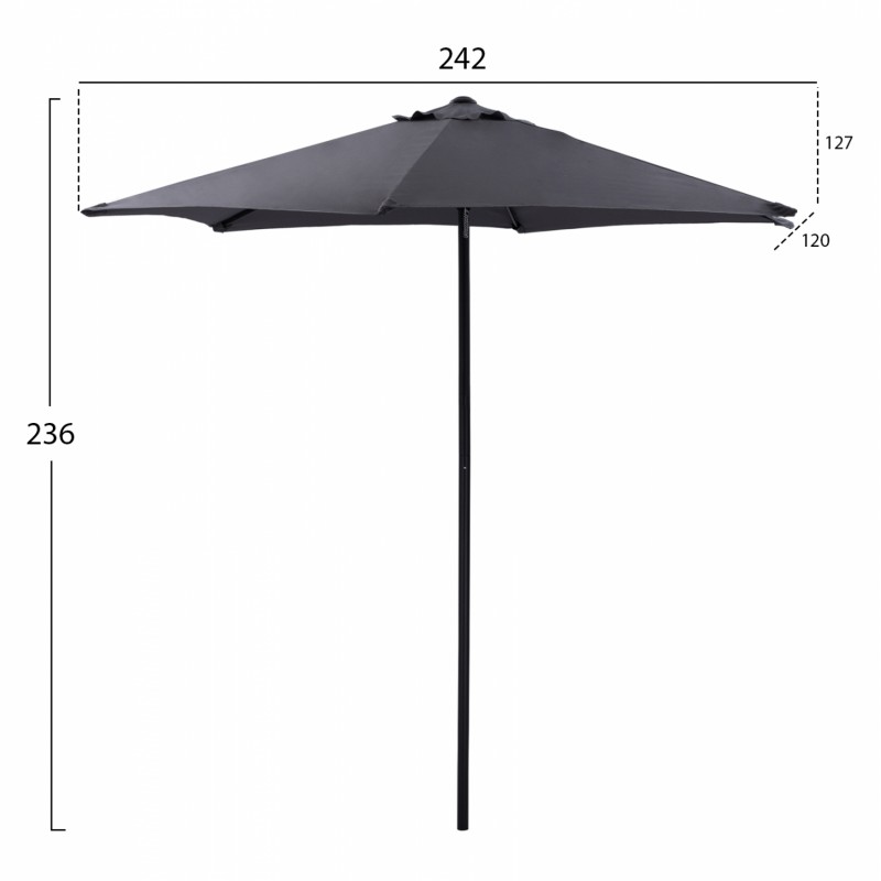 ΟΜΠΡΕΛΑ ΑΛΟΥΜΙΝΙΟΥ KACEN 2.50Μ ΜΕ 6 ΑΚΤΙΝΕΣ ΓΚΡΙ ΠΑΝΙ HM6030.10