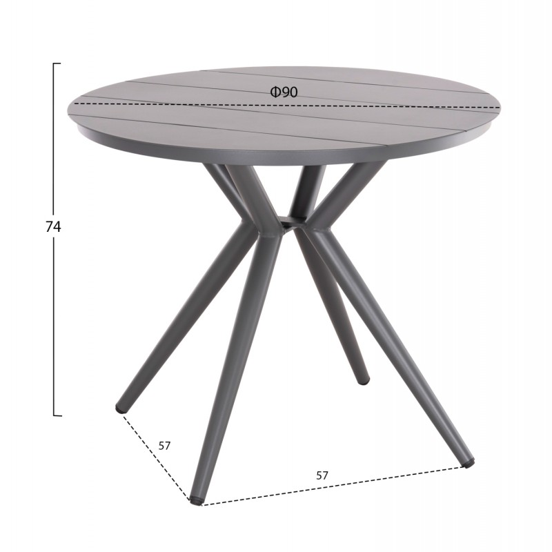 ΤΡΑΠΕΖΙ ΣΤΡΟΓΓΥΛΟ ΑΛΟΥΜΙΝΙΟΥ HIGER HM6289.01 ΓΚΡΙ Φ90x74Yεκ.