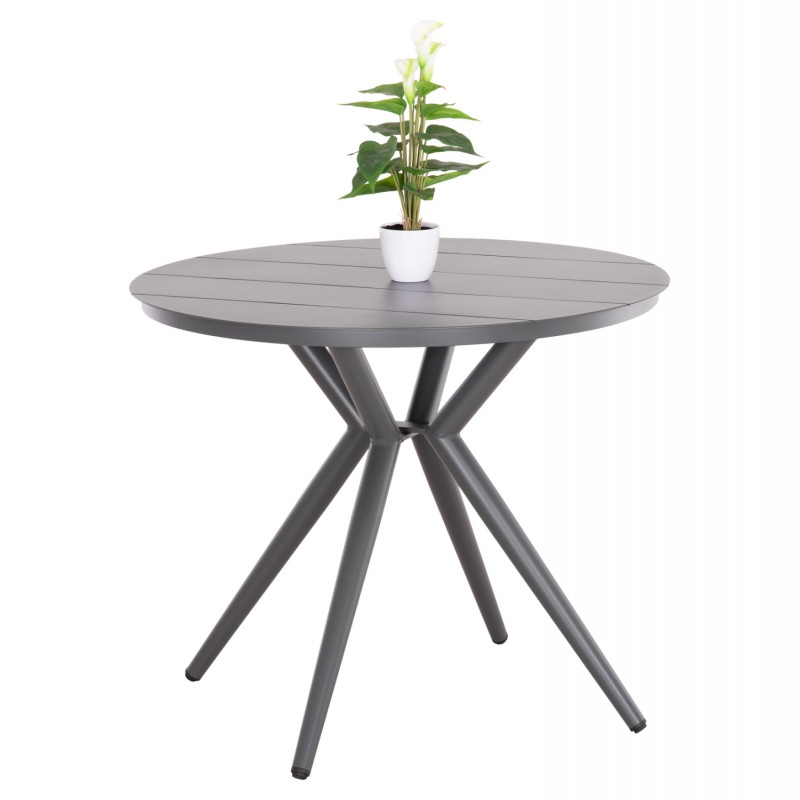 ΤΡΑΠΕΖΙ ΣΤΡΟΓΓΥΛΟ ΑΛΟΥΜΙΝΙΟΥ HIGER HM6289.01 ΓΚΡΙ Φ90x74Yεκ.