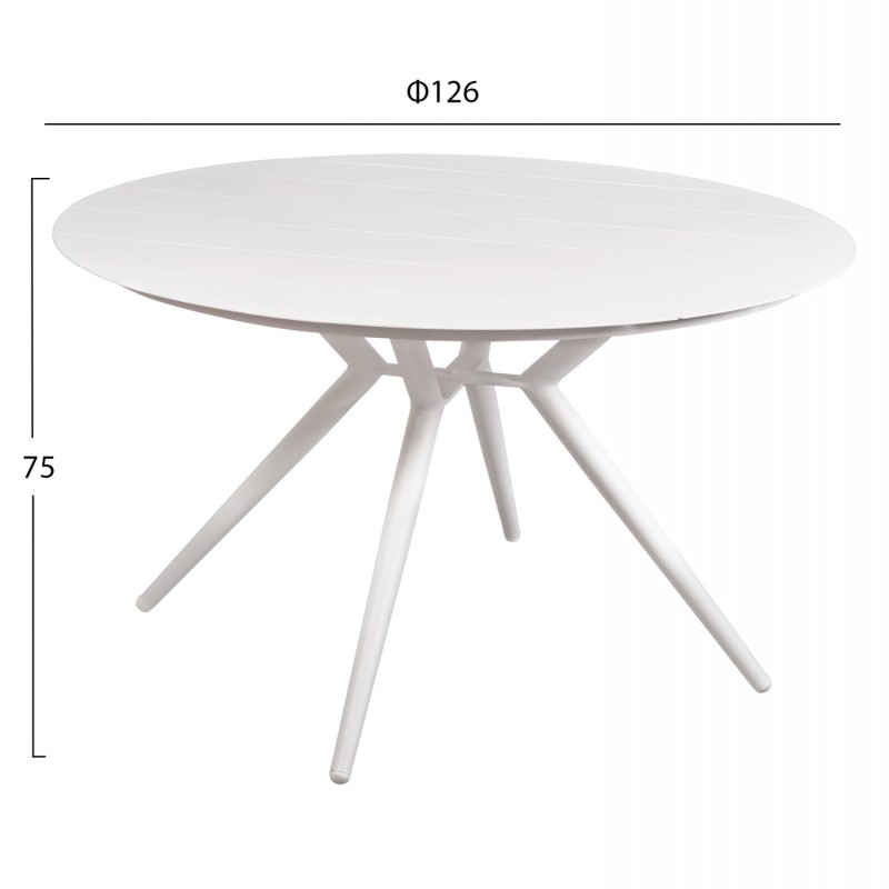 ΤΡΑΠΕΖΙ ΑΛΟΥΜΙΝΙΟΥ ΣΤΡΟΓΓΥΛΟ HIGER HM6290.01 ΛΕΥΚΟ Φ126x75Υεκ.