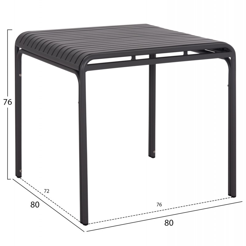 ΤΡΑΠΕΖΙ ΤΕΤΡΑΓΩΝΟ ΑΛΟΥΜΙΝΙΟΥ RACHEL HM6338.01 ΓΚΡΙ 80x80x76Υεκ.