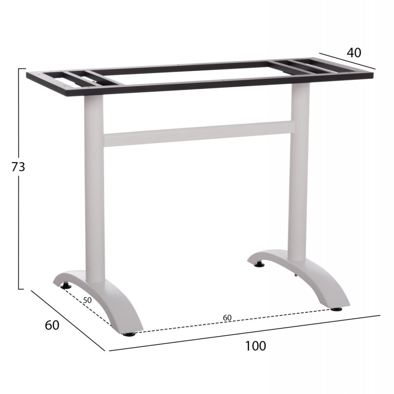 ΒΑΣΗ ΤΡΑΠΕΖΙΟΥ ΜΕΤΑΛΛΙΚΗ ΔΙΠΛΗ HM461.12 ΛΕΥΚΗ ΜΕ ΡΕΓΟΥΛΑΤΟΡΟΥΣ 100x60x73Υεκ.