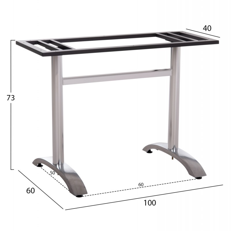 ΒΑΣΗ ΤΡΑΠΕΖΙΟΥ ΜΕΤΑΛΛΙΚΗ ΔΙΠΛΗ HM461.13 ΧΡΩΜΙΟΥ ΜΕ ΡΕΓΟΥΛΑΤΟΡΟΥΣ 100x60x73Υεκ.